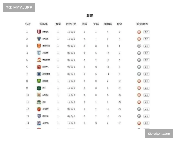 积分榜呈现新贵领跑格局：蓉城、申花全胜，河南、浙江、西海岸未取胜